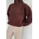 Kadın Bel Büzgülü Boğazlı Sweat