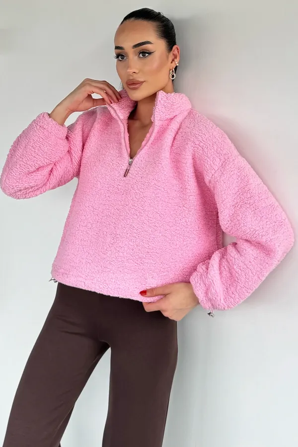 Kadın Bel Büzgülü Boğazlı Sweat