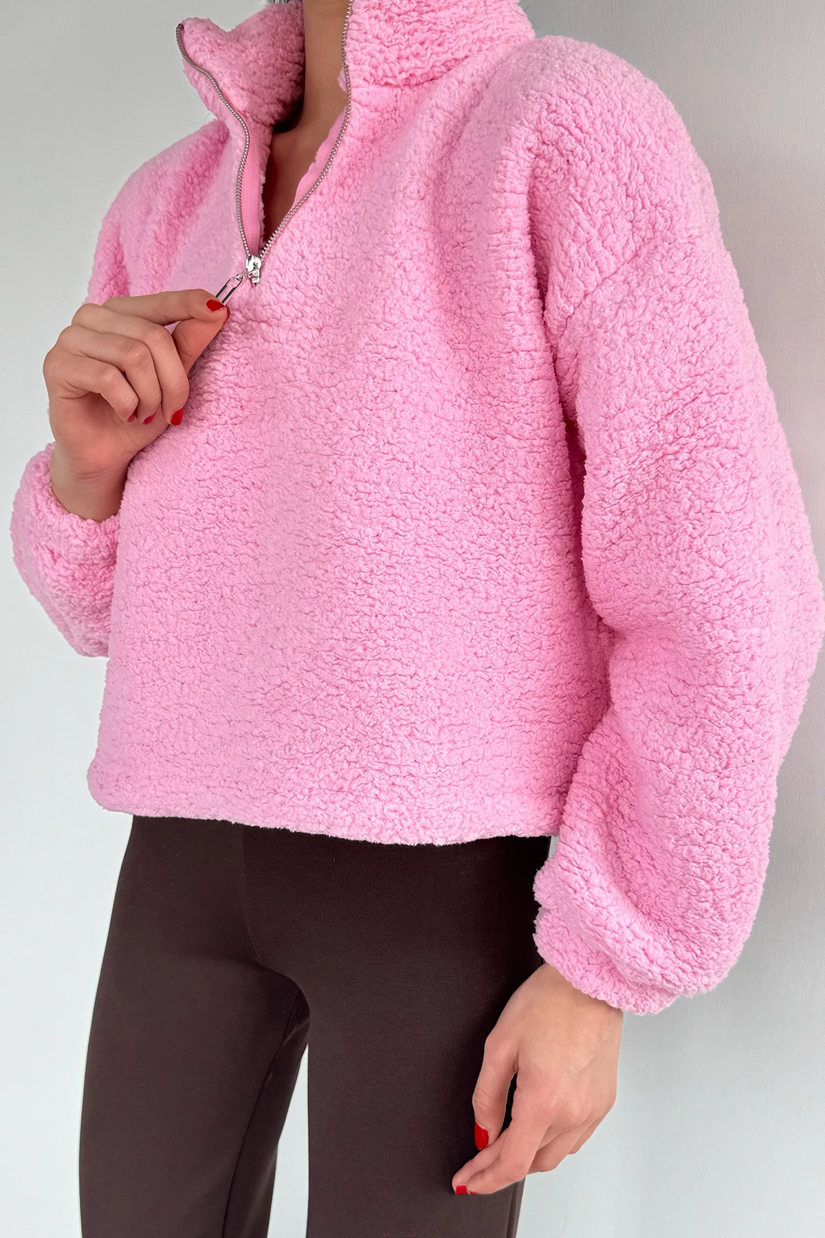 Kadın Bel Büzgülü Boğazlı Sweat