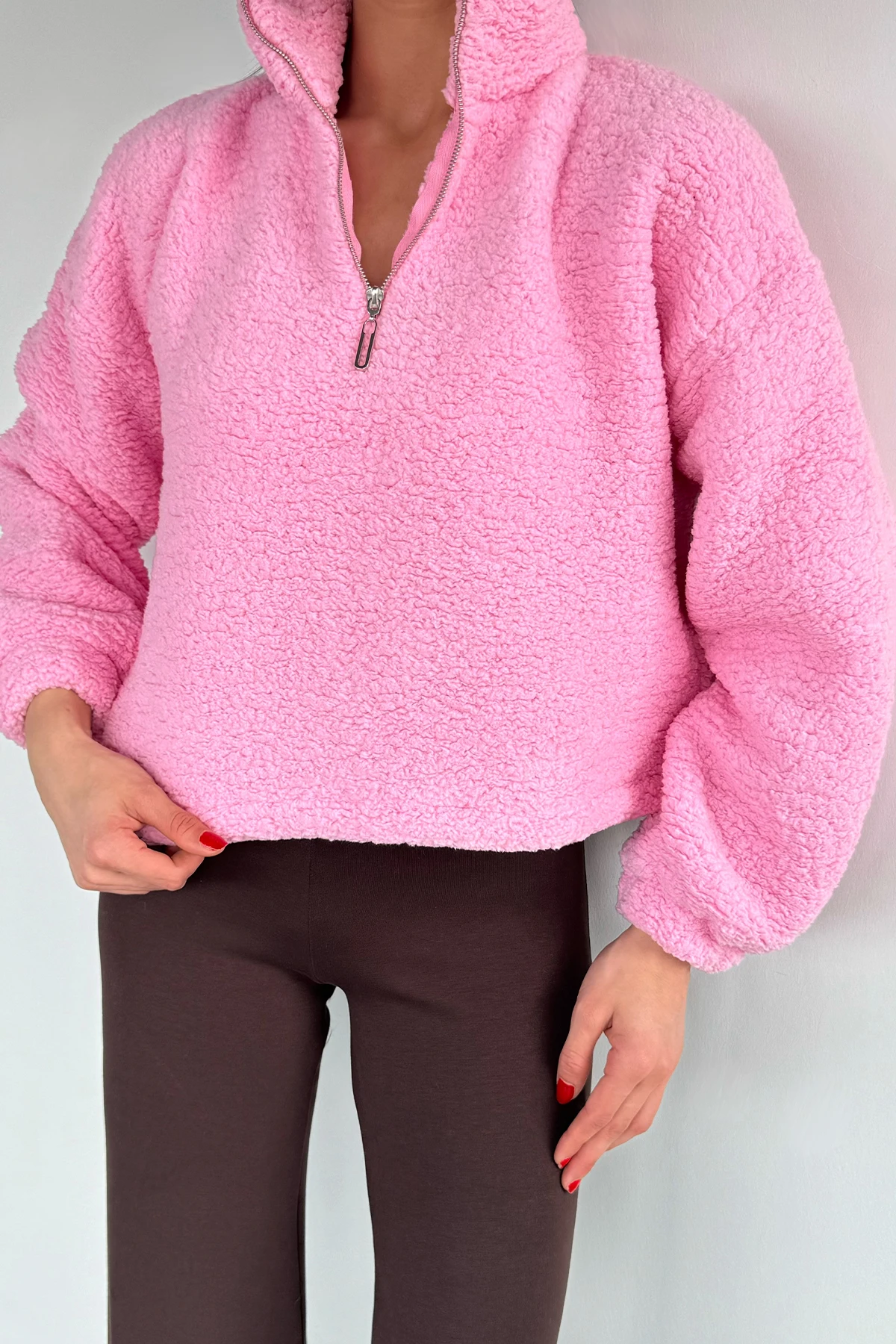Kadın Bel Büzgülü Boğazlı Sweat