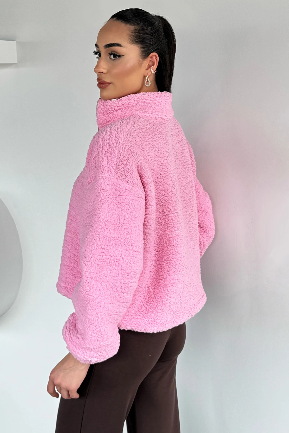 Kadın Bel Büzgülü Boğazlı Sweat
