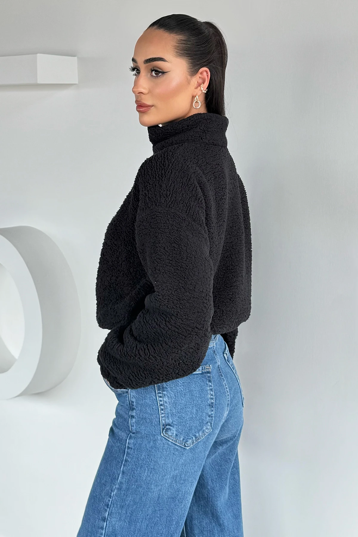 Kadın Bel Büzgülü Boğazlı Sweat