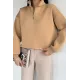 Kadın Bel Büzgülü Kısa Sweat