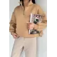 Kadın Bel Büzgülü Kısa Sweat