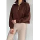 Kadın Bel Büzgülü Kısa Sweat