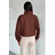 Kadın Bel Büzgülü Kısa Sweat