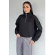 Kadın Bel Büzgülü Kısa Sweat
