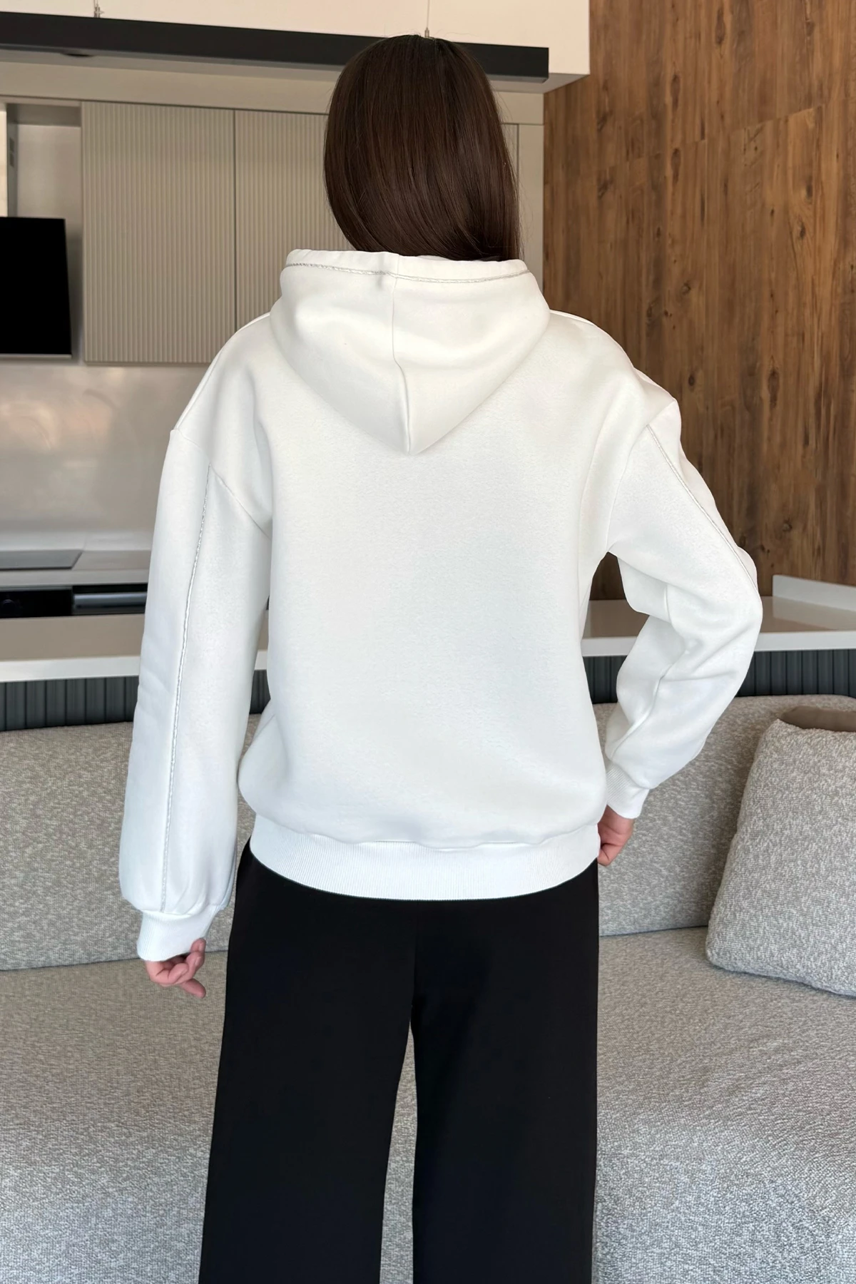 Kadın Alo Baskılı Kapşonlu Sweat