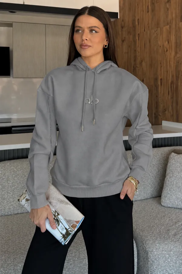 Kadın Alo Baskılı Kapşonlu Sweat