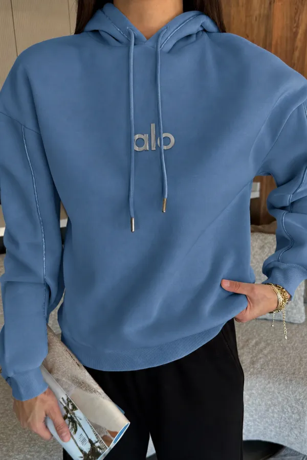 Kadın Alo Baskılı Kapşonlu Sweat