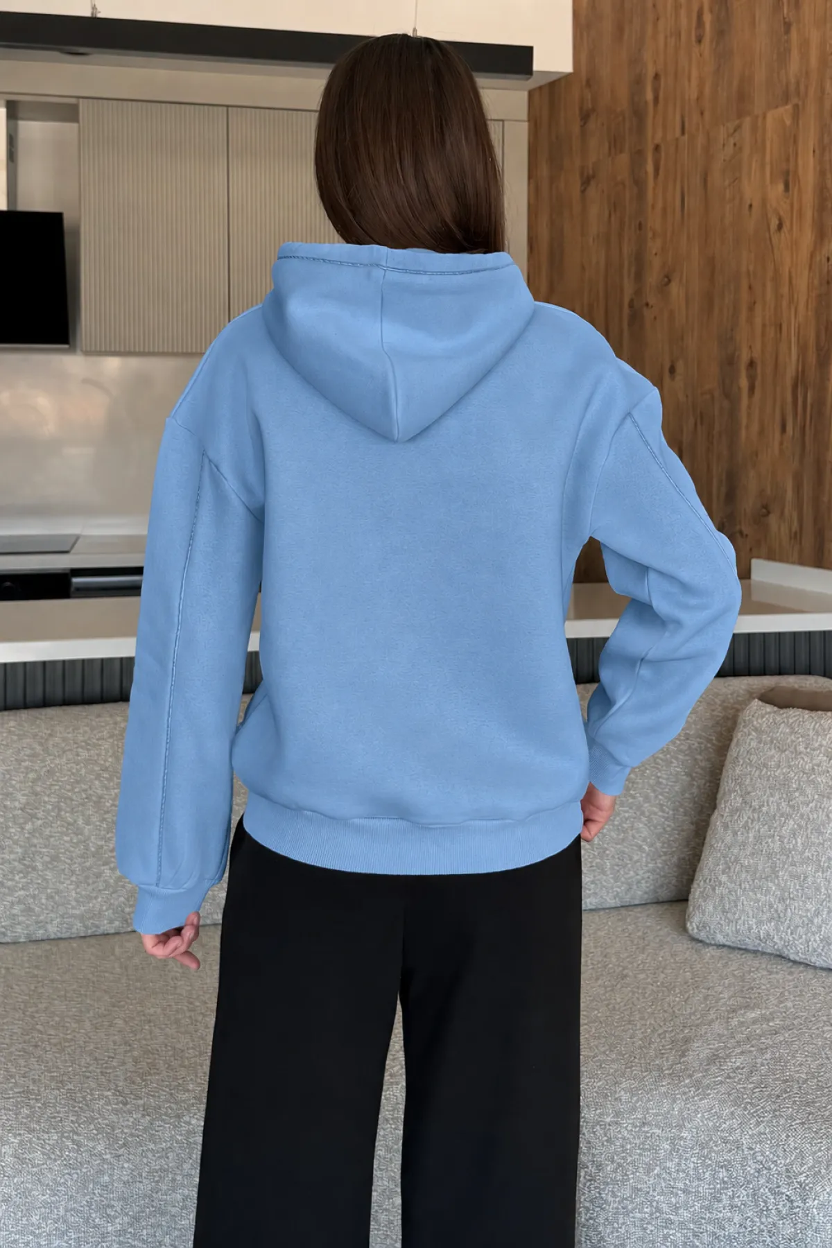Kadın Alo Baskılı Kapşonlu Sweat