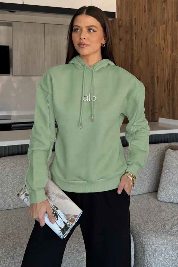 Kadın Alo Baskılı Kapşonlu Sweat