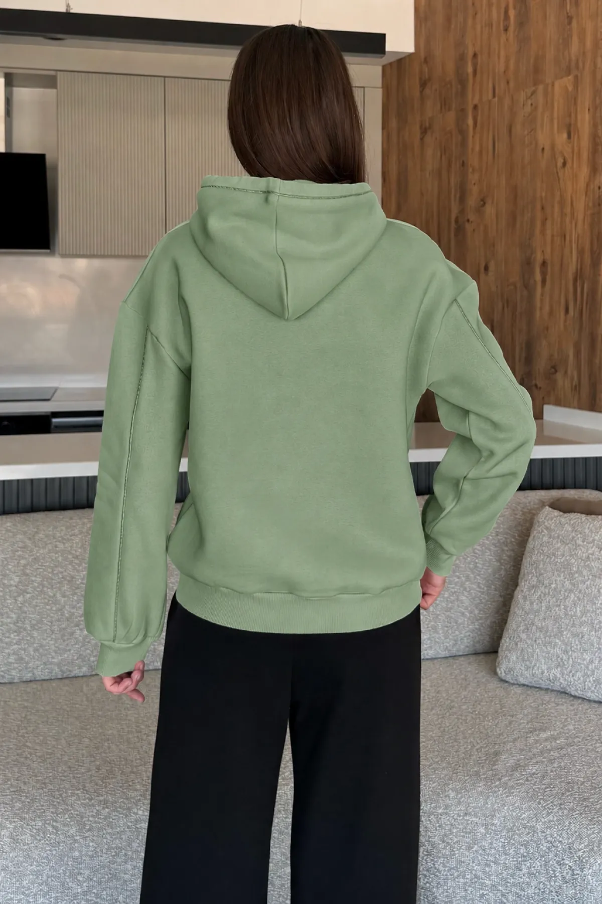 Kadın Alo Baskılı Kapşonlu Sweat