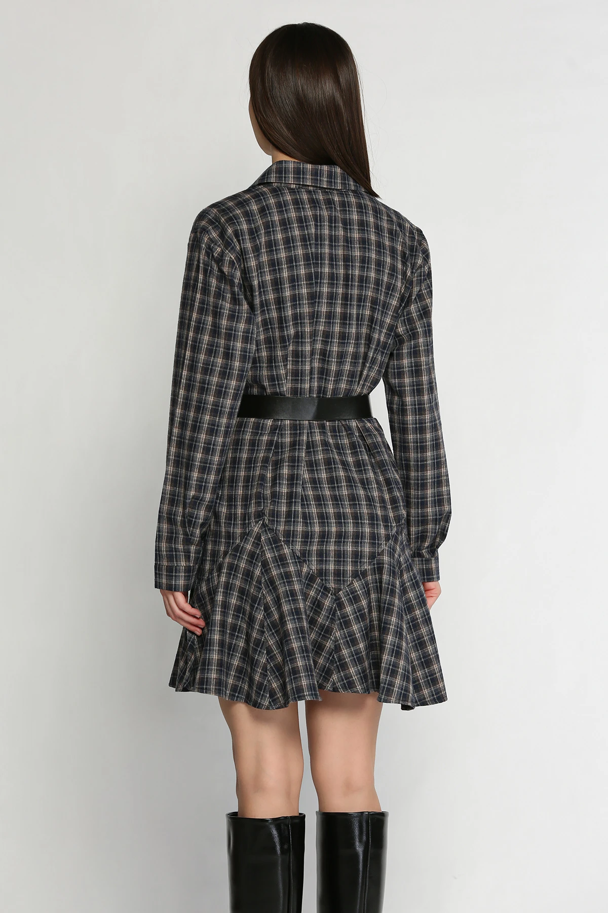 Kadın Ekose Firfırlı Elbise