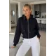 Kadın Kapşonlu Kısa Fermuarlı Sweat