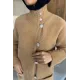 Kadın Dik Kruvaze Yaka Sakal Uzun Ceket