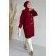 Kadın Dik Kruvaze Yaka Sakal Uzun Ceket