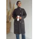 Kadın Dik Kruvaze Yaka Sakal Uzun Ceket