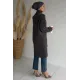 Kadın Dik Kruvaze Yaka Sakal Uzun Ceket
