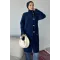Kadın Dik Kruvaze Yaka Sakal Uzun Ceket