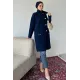 Kadın Dik Kruvaze Yaka Sakal Uzun Ceket