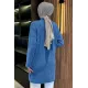 Kadın Dik Kruvaze Yaka Sakal Uzun Ceket