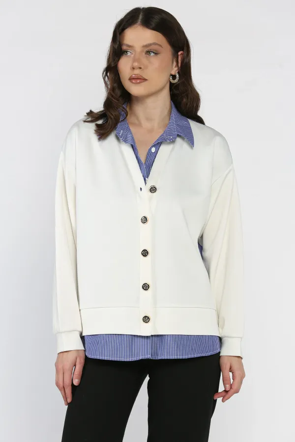 Kadın Gömlek Yakalı Sweat Ceket
