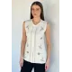 Kadın Taşlı Düğmeli Kolsuz Sweater