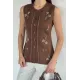 Kadın Taşlı Düğmeli Kolsuz Sweater