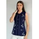 Kadın Taşlı Düğmeli Kolsuz Sweater