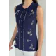 Kadın Taşlı Düğmeli Kolsuz Sweater