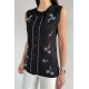 Kadın Taşlı Düğmeli Kolsuz Sweater