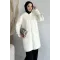 Kadın Kol Düğmeli Fermuarlı Uzun Ceket