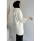 Kadın Kol Düğmeli Fermuarlı Uzun Ceket