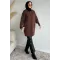 Kadın Kol Düğmeli Fermuarlı Uzun Ceket