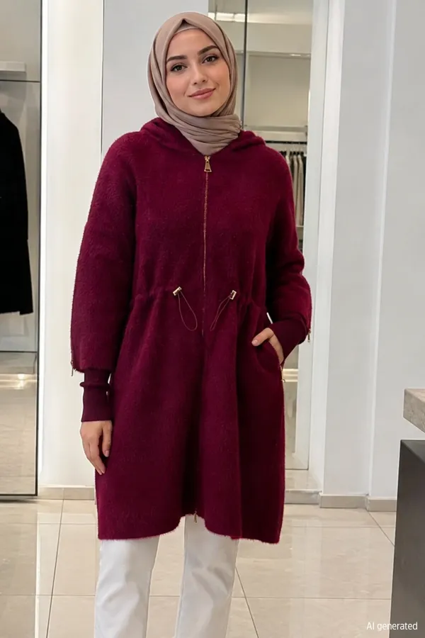 Kadın Fermuarli Kapşonlu Ceket