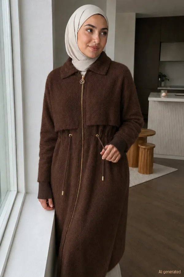 Kadın Omuz Pelerinli Fermuarli Ceket
