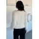 Kadın Düğmeli Cepli Sakal Kısa Ceket