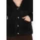 Kadın Düğmeli Cepli Sakal Kısa Ceket