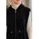 Kadın Omuzlu Fermuarlı Kapşonlu Yelek