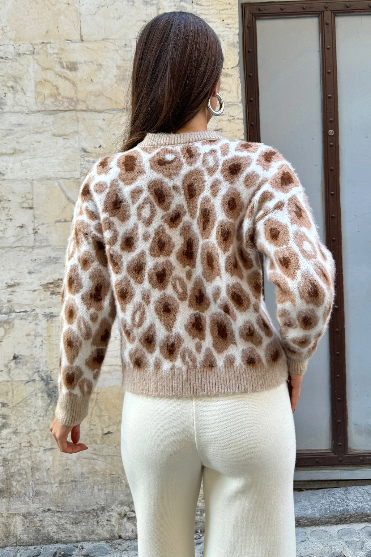 Kadın Leopar Desenli Yumuş Bluz