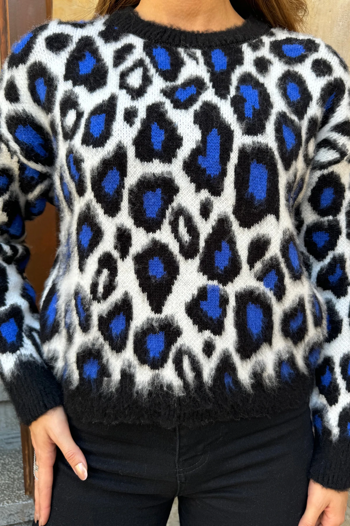 Kadın Leopar Desenli Yumuş Bluz