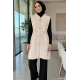 Kadın Bel Bağlamalı Düğmeli Yelek