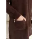 Kadın Cepli Ve Önü Fermuarlı Kapşonlu Uzun Ceket