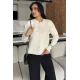 Kadın Omuzu Ve Kolu Taşlı Kalp Düğmeli Ceket