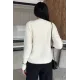 Kadın Omuzu Ve Kolu Taşlı Kalp Düğmeli Ceket