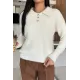 Kadın Gömlek Yaka Üç Düğmeli Bluz
