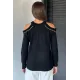 Kadın Zincirli Çift Omzu Açık Bluz