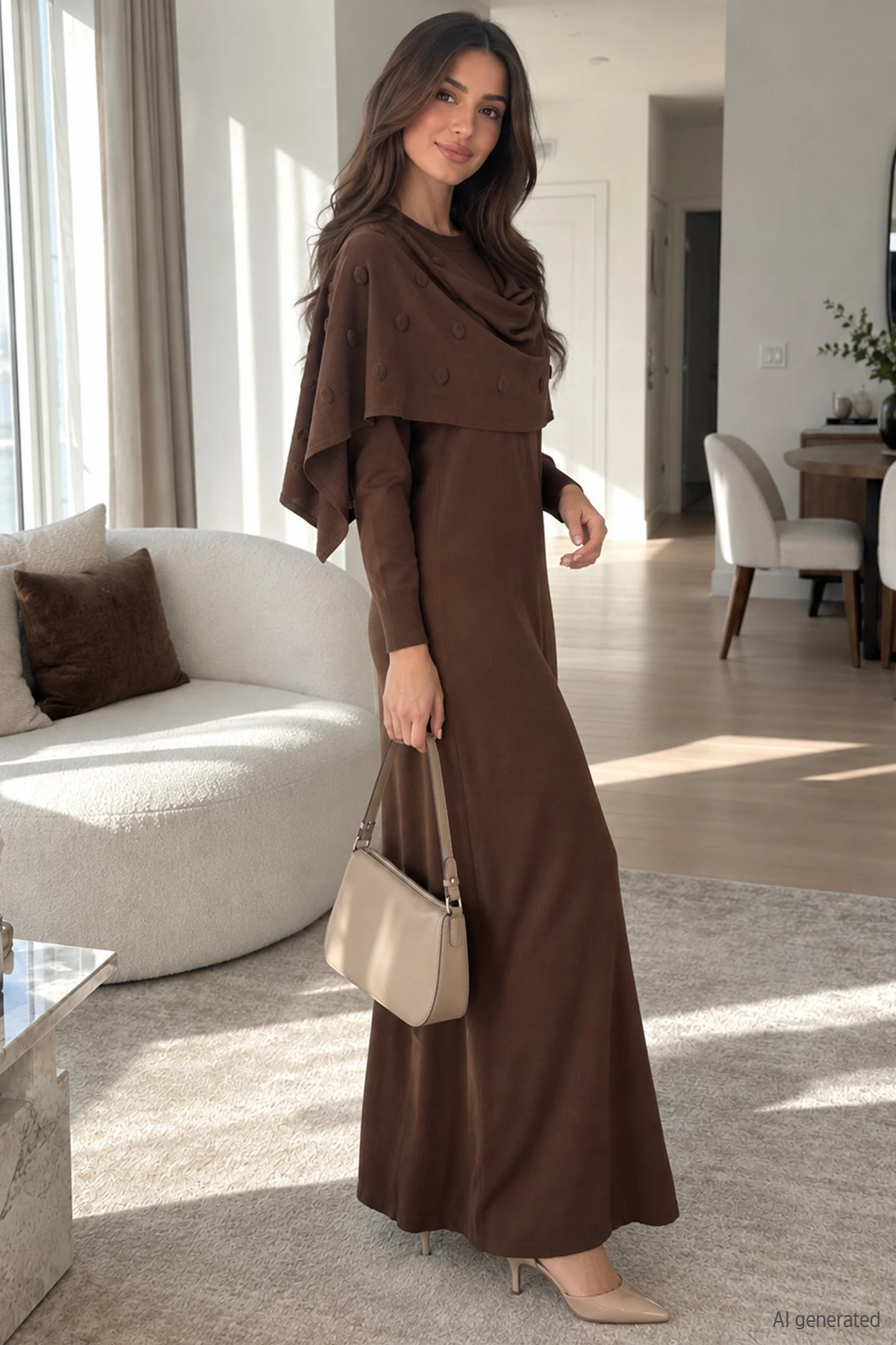 Kadın Pelerinli Elbise