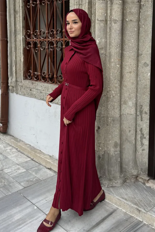 Kadın Önü Düğmeli Uzun Elbise
